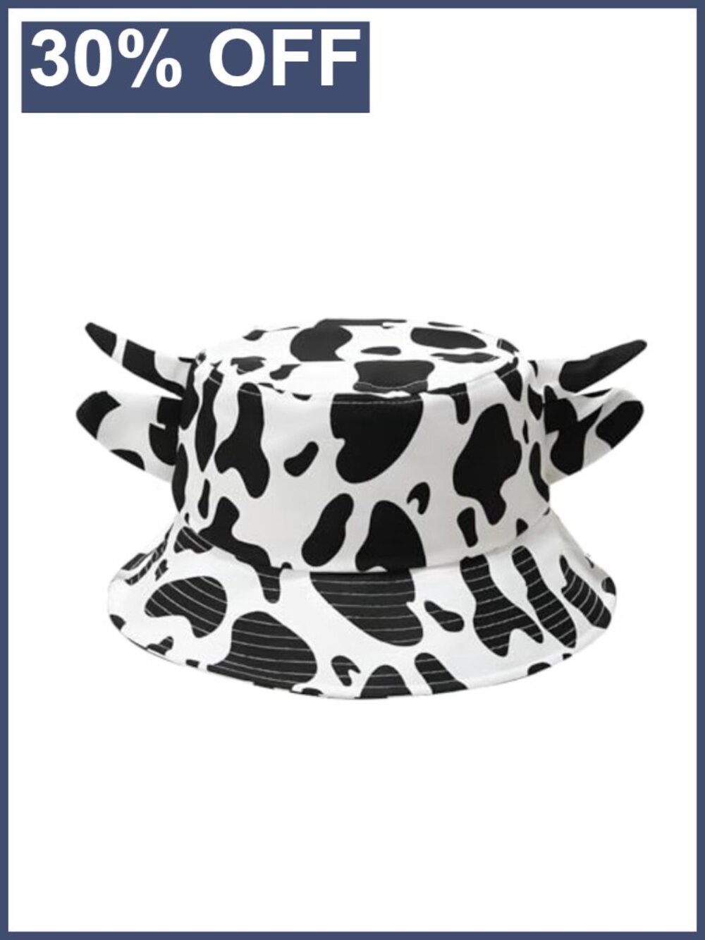 Cow Print Bucket Hat with Cute Horn Ears Unisex Beach Sun Hat